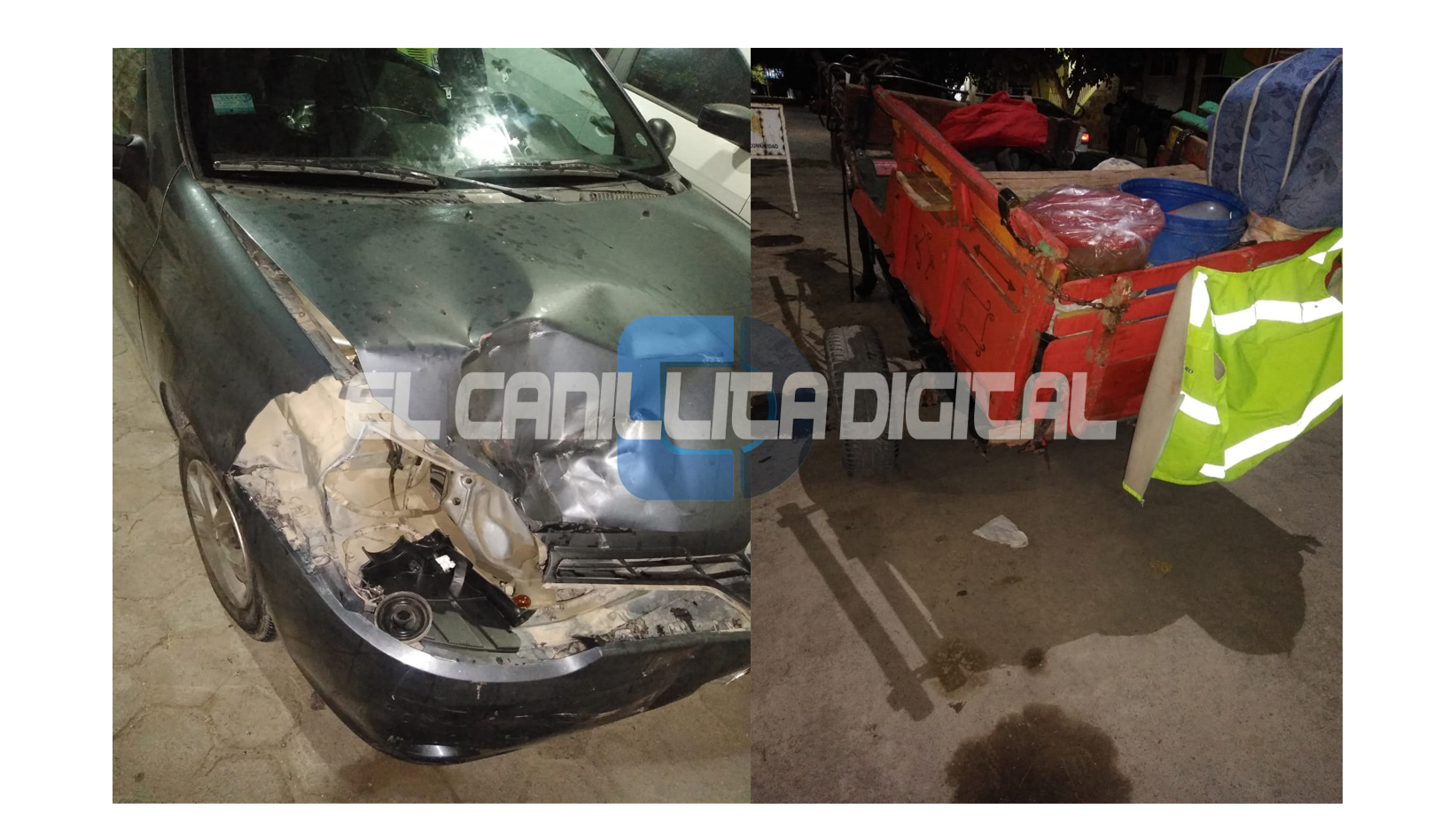 Caucete: un auto chocó a una carreta en el ingreso al puente