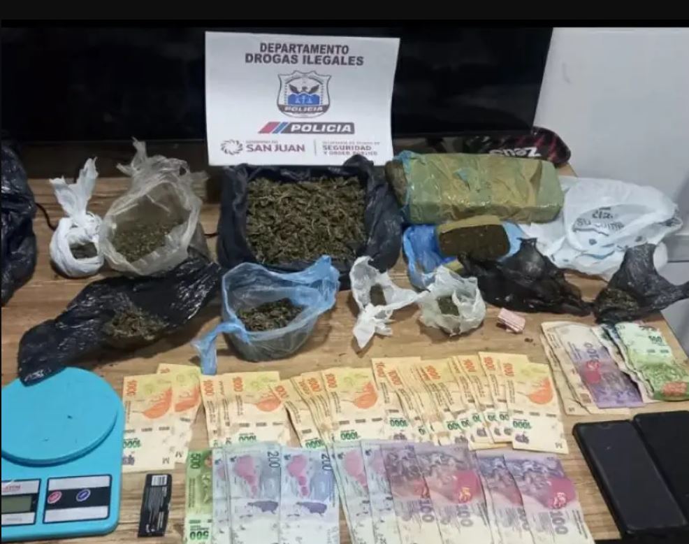 Caucete: trece detenidos, 5 kilos de droga y $500.000 secuestrados, el saldo de una redada a una banda narco
