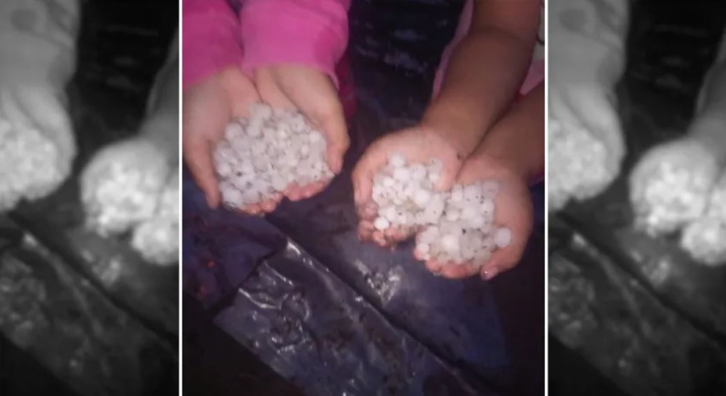 Increíble temporal en Sarmiento con fuerte lluvia y granizo