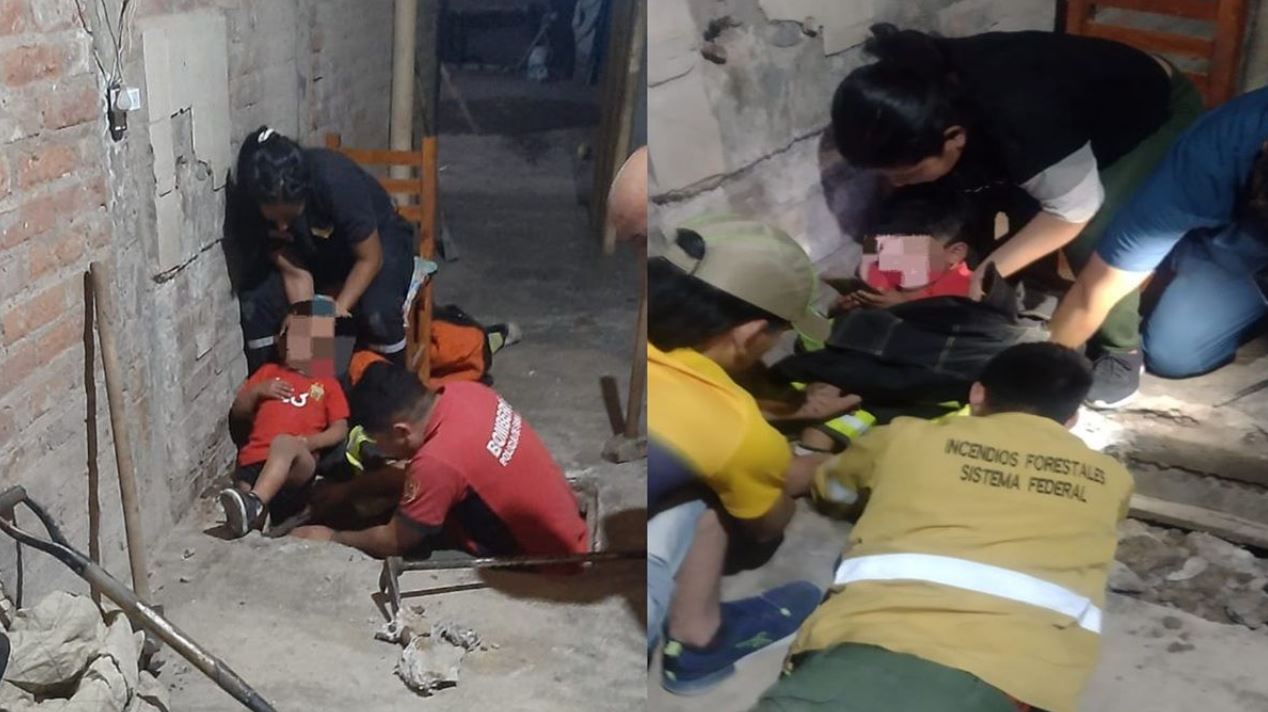 Caucete: rescataron a un nene que quedó atrapado en una tubería