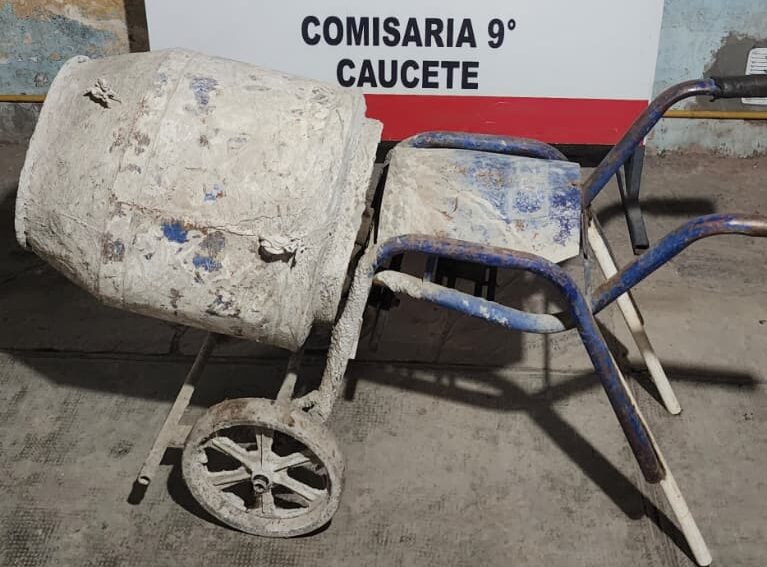 Caucete: recuperaron una hormigonera que fue robada del interior de una vivienda