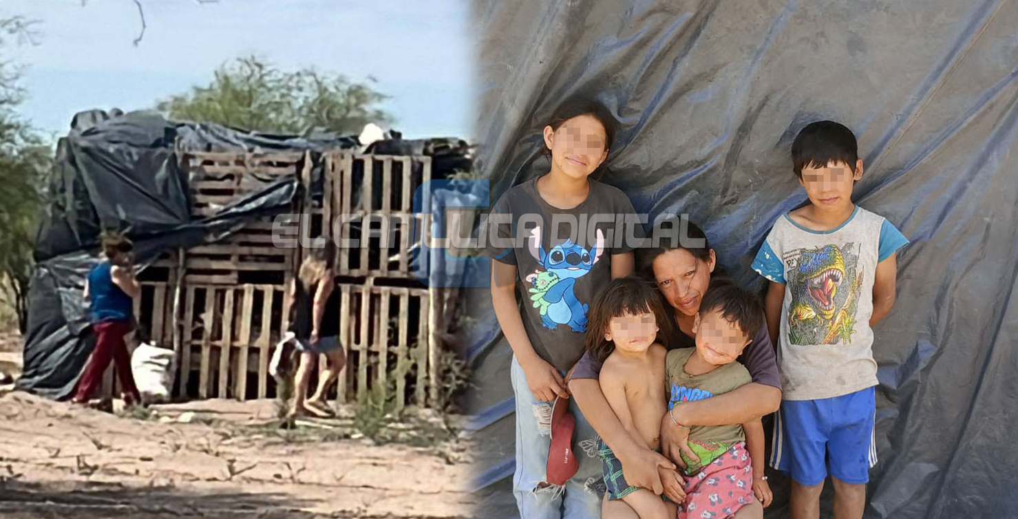 25 de Mayo: una madre y sus hijos viven en una «casa de pallets» y pide colaboración