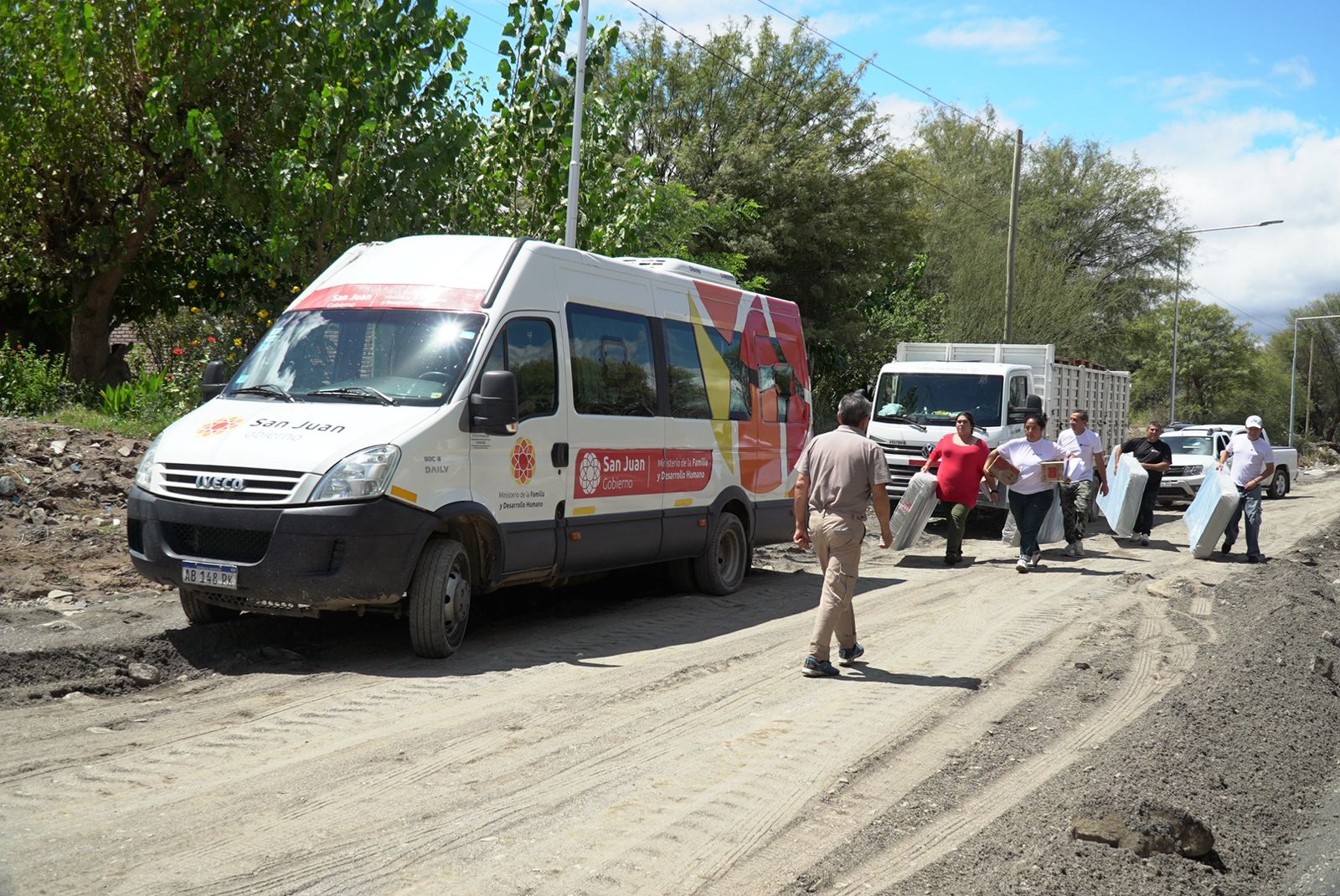 Caucete fue el departamento más afectado por las lluvias y recibió ayuda del gobierno provincial
