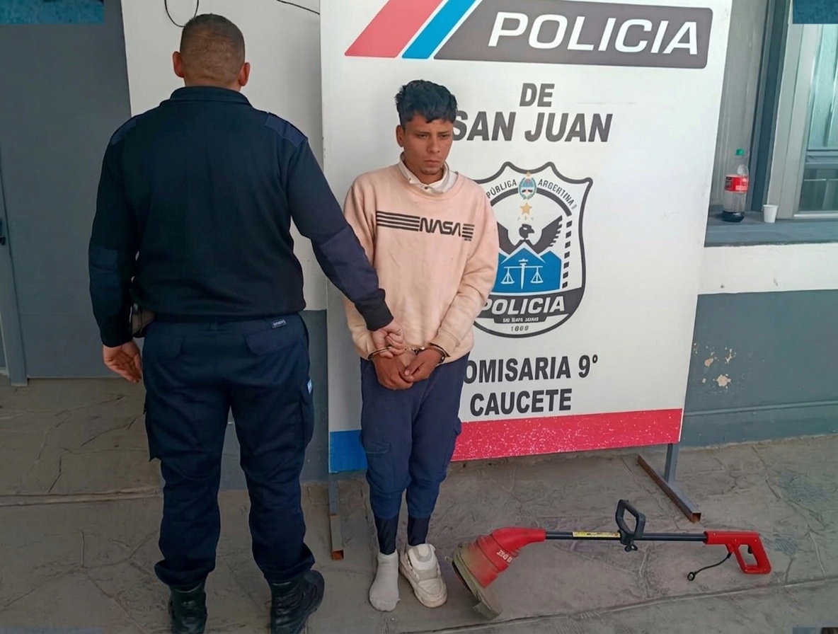 Caucete: la policía detuvo a un joven que había robado una bordeadora