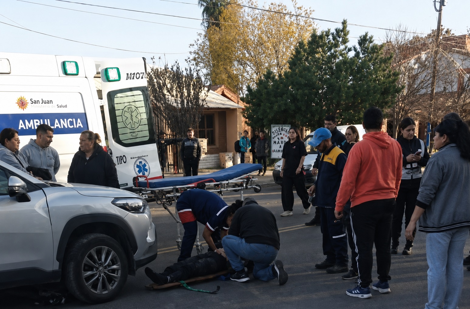 Caucete: una camioneta atropelló a una mujer y un niño