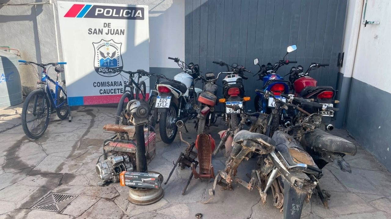 Caucete: secuestraron 10 motos en un taller clandestino